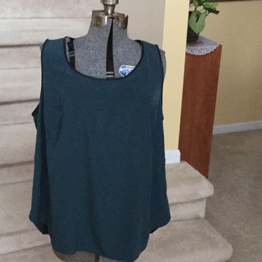 NWT Kenneth Cole silk cami wit leather trim